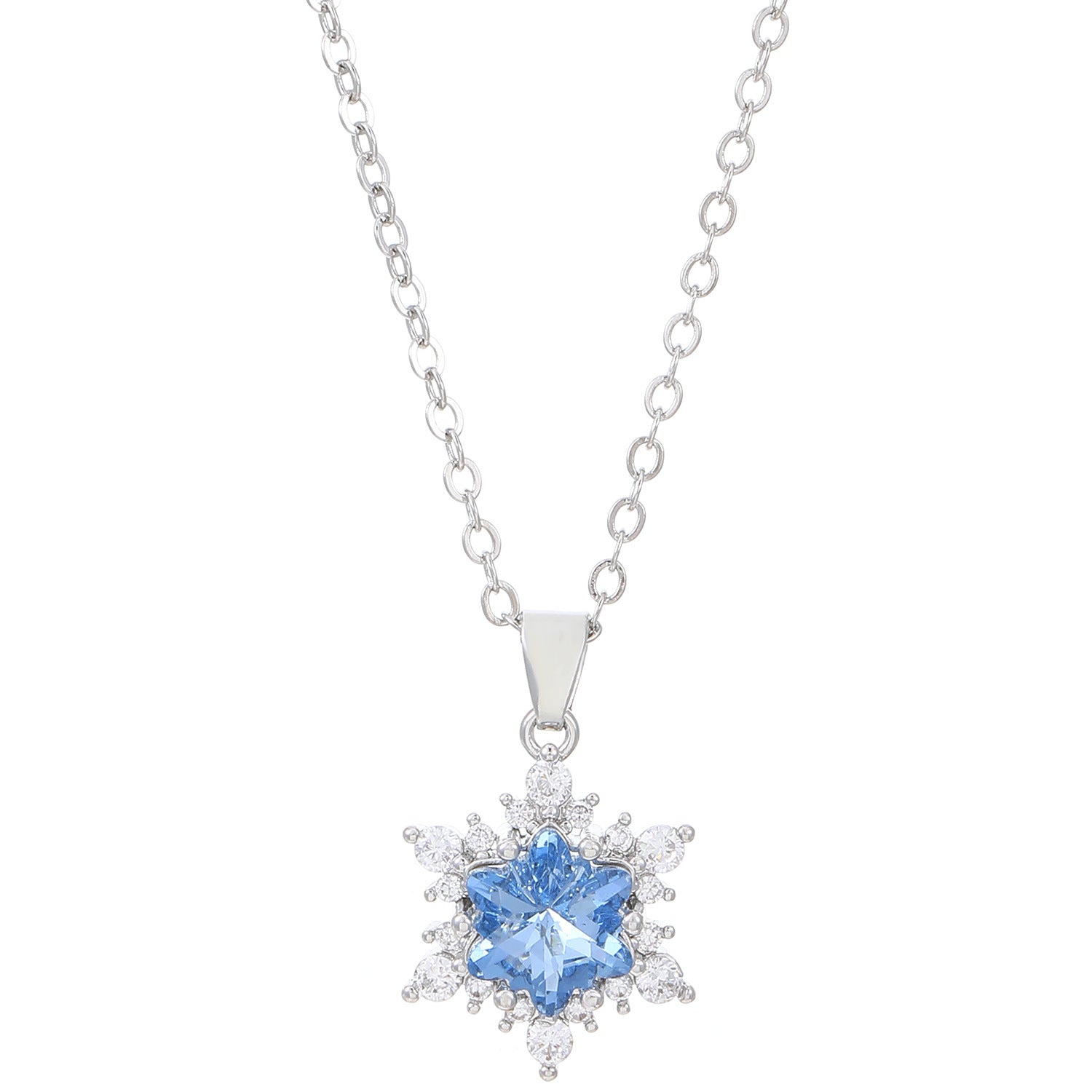 Wholesale full diamond snowflake necklace women's fashion simple Joker autumn and winter sweater chain
